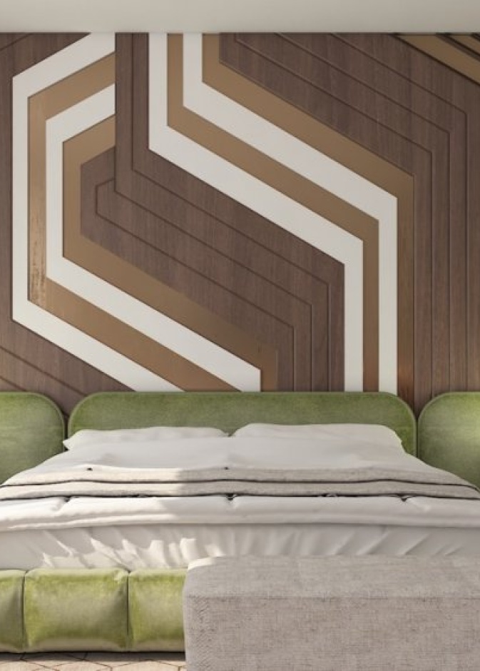  الدرجات الترابية مع اللون الأخضر الجذاب لغرف نوم جذابة ومريحة