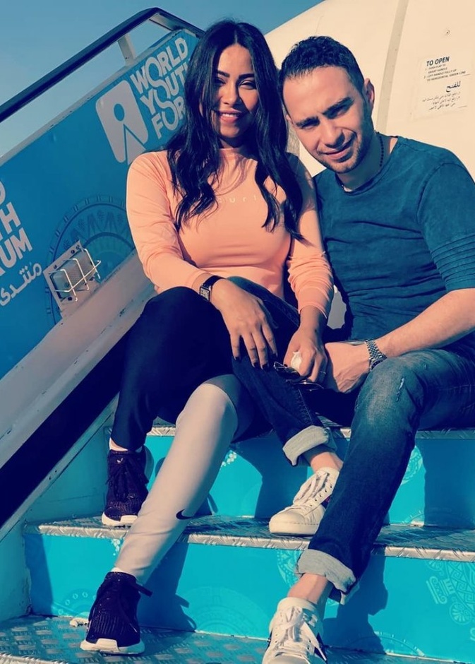 شيرين عبد الوهاب وحسام حبيب خلال حفل زفافهما