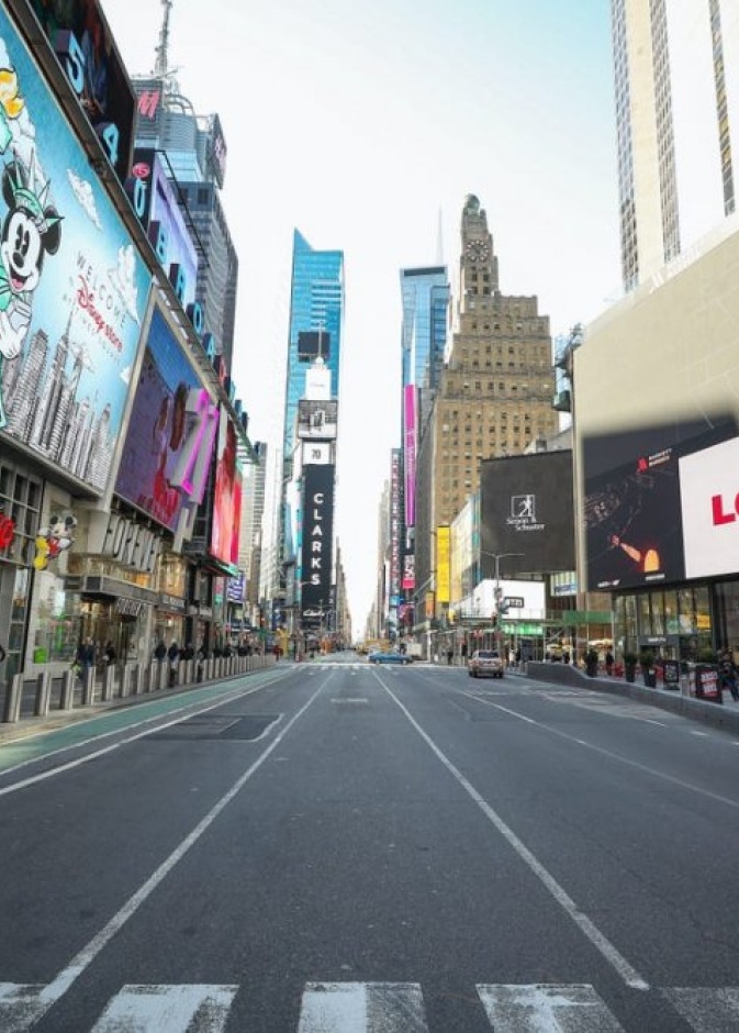 تايمز سكوير بعد تفشي فيروس كورونا