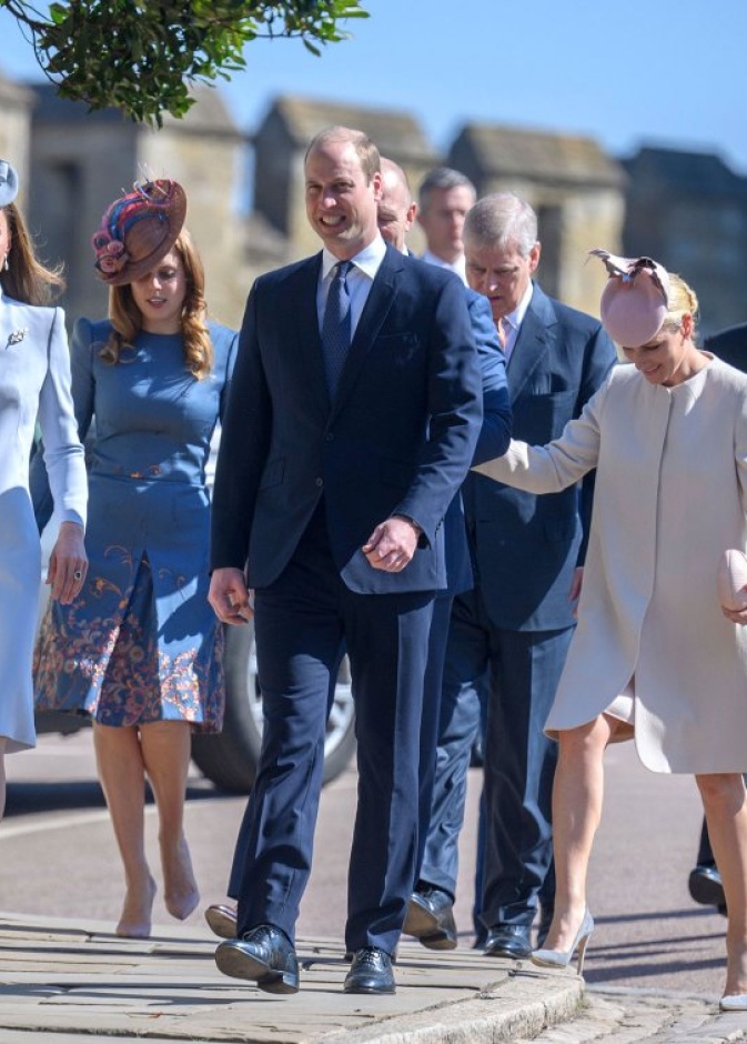 أفراد العائلة المالكة البريطانية يتوافدون على الكنيسة لحضور قداس عيد الفصح العام الماضي