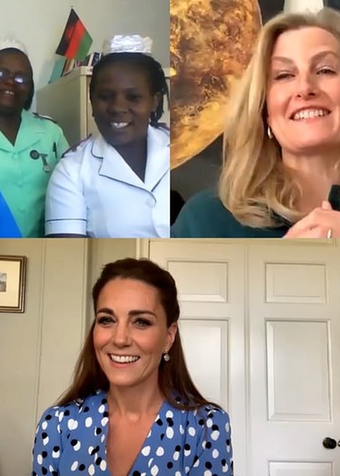  أناقة كيت ميدلتون وكونتيسة وسكس في مكالمة مرئية جديدة