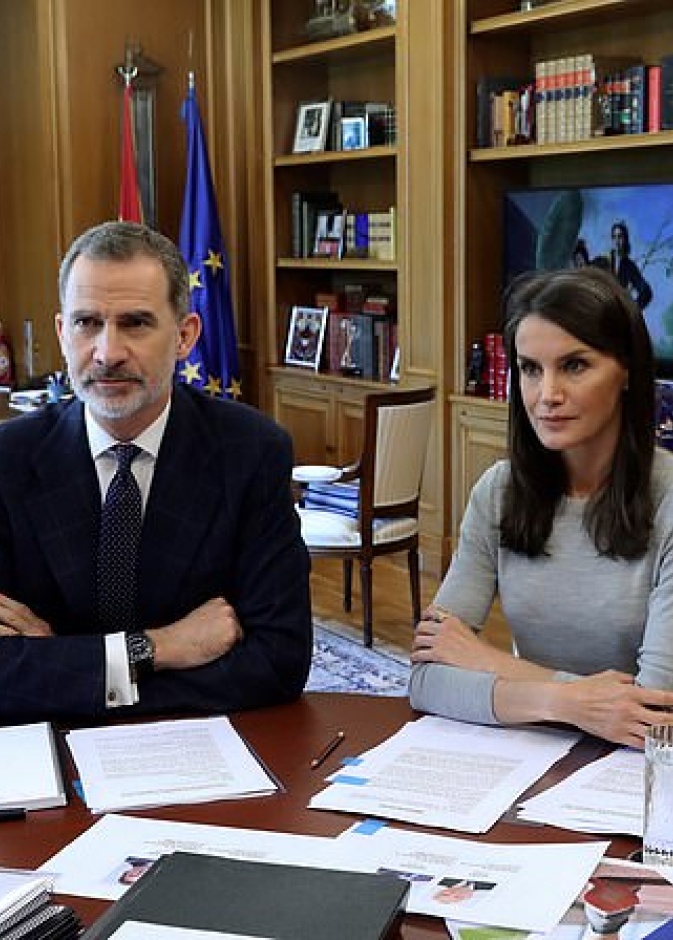  ملك وملكة إسبانيا في اجتماع جديد عن بعد مع الاتحاد التجاري الاسباني