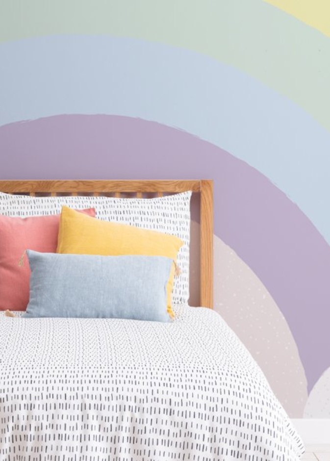 ألوان قوس قزح الجميلة في تصميم ورق جدران غرف الأطفال