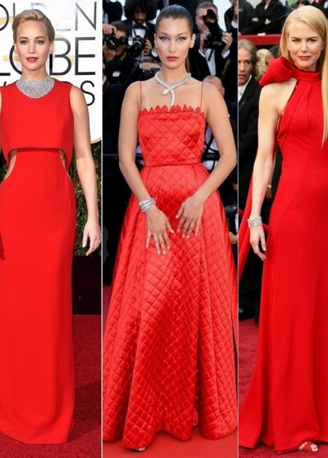  احدث موديلات فساتين باللون الاحمر مستوحاة من اطلالات النجمات