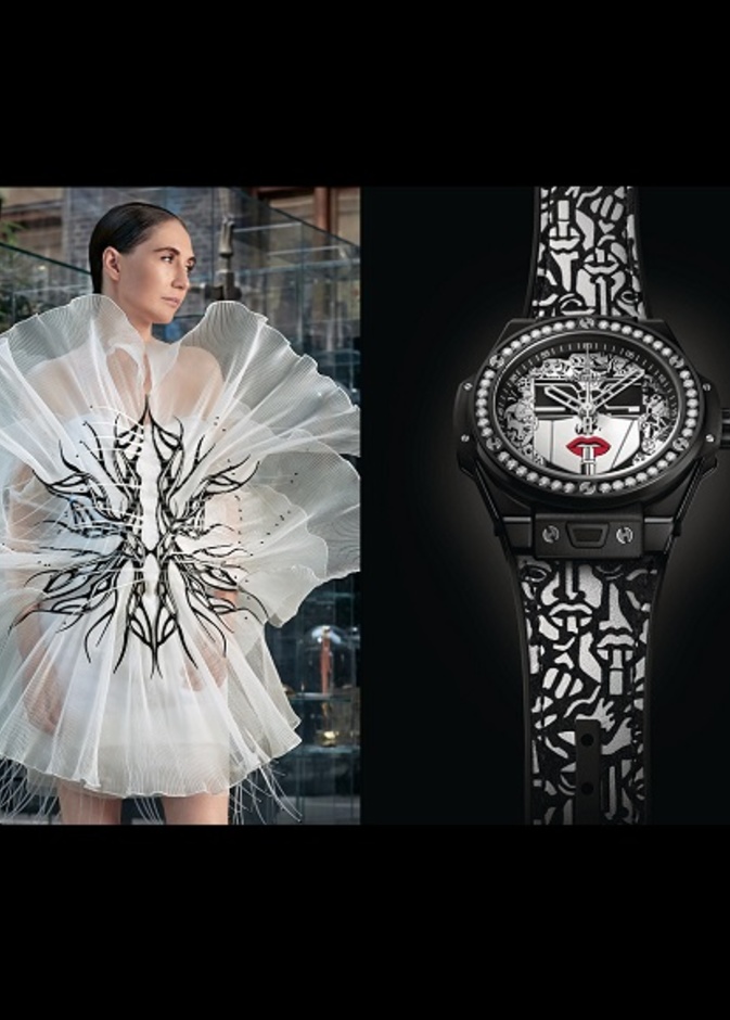 عرض Iris Van Herpen وساعة هوبلو Hublot  Big Bang One Click Lipstick