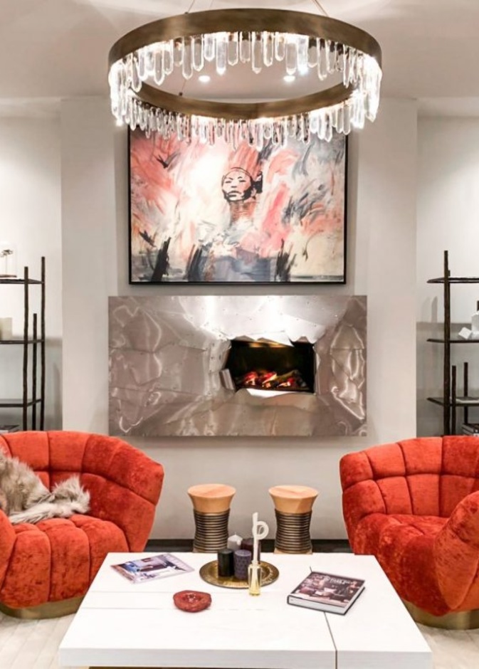  كراسي بألوان الأحمر Oxy Fire لديكور غرفة معيشة عصرية