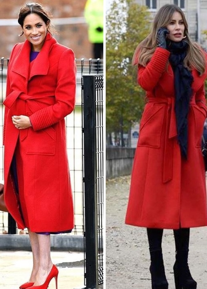 معطف Sentaler الأحمر جمع أيضاً بين اطلالات ميغان ماركل وفيرغارا