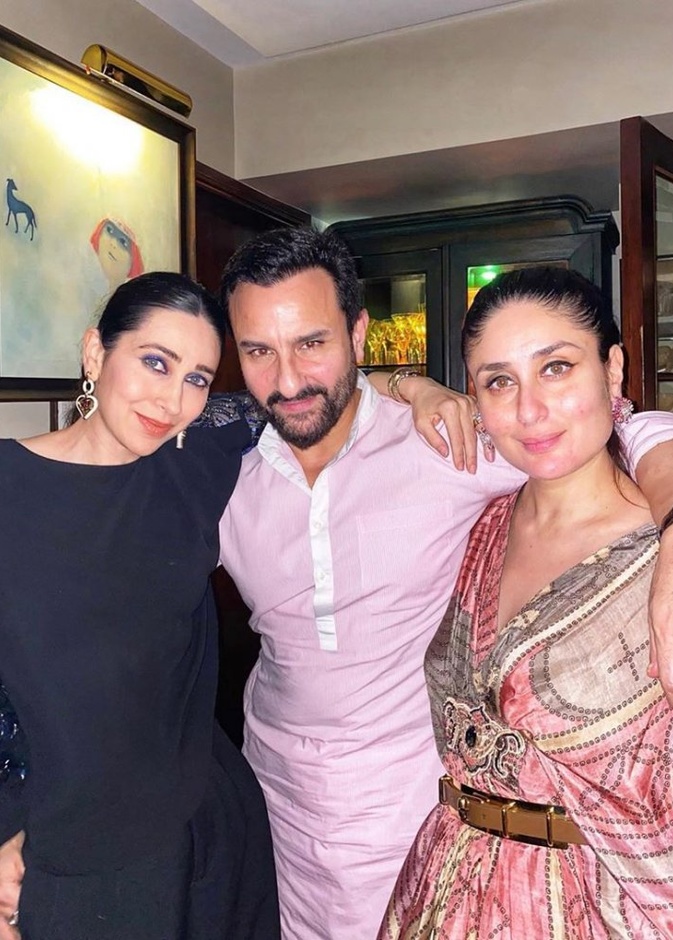 سيف علي خان يتوسط كارينا وكاريشما كابور