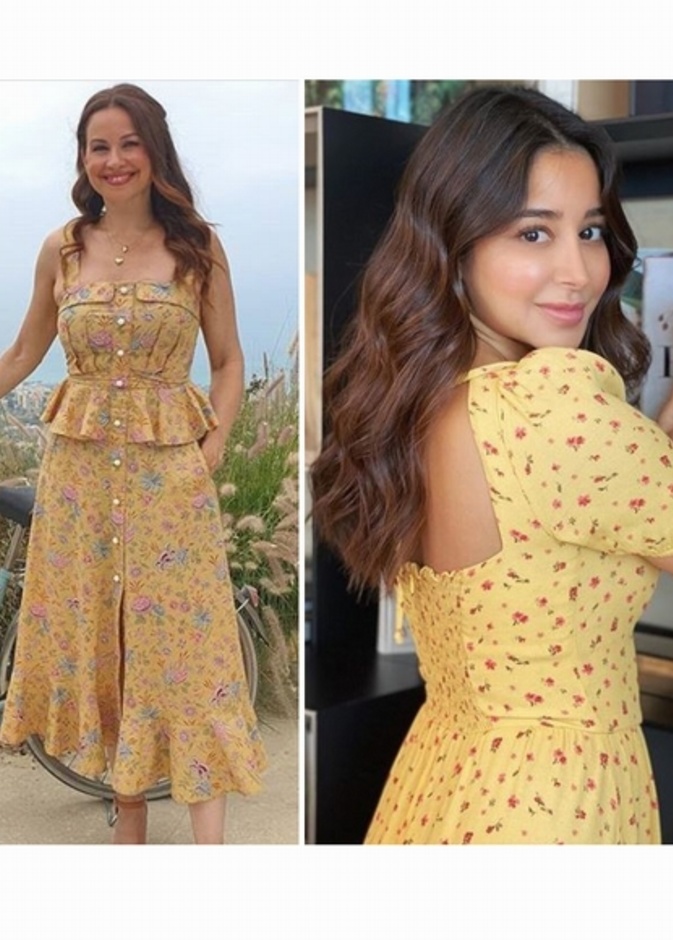  الفستان الأصفر بطبعة الورود يجمع اطلالة اسيل عمران و ريا ابي راشد