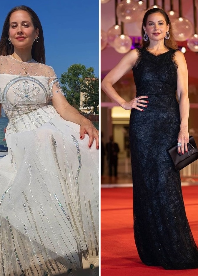 ريا أبي راشد تظهر بإطلالتين جديدتين في مهرجان البندقية ايهما افضل