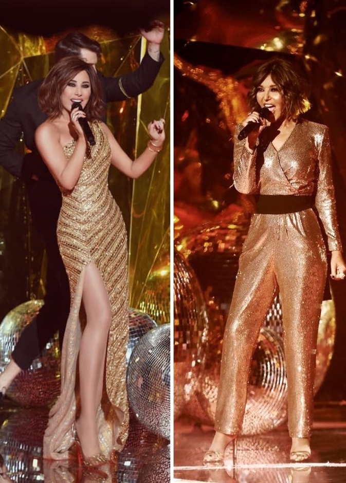 اطلالة نجوى كرم وسميرة سعيد تتألقان باللون الذهبي من بدت أجمل