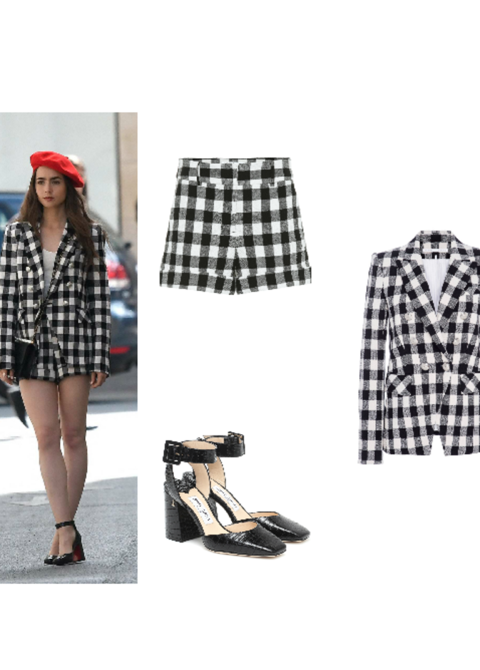 لوك شبابي بنقشة الكارو من مسلسل ايملي في باريس