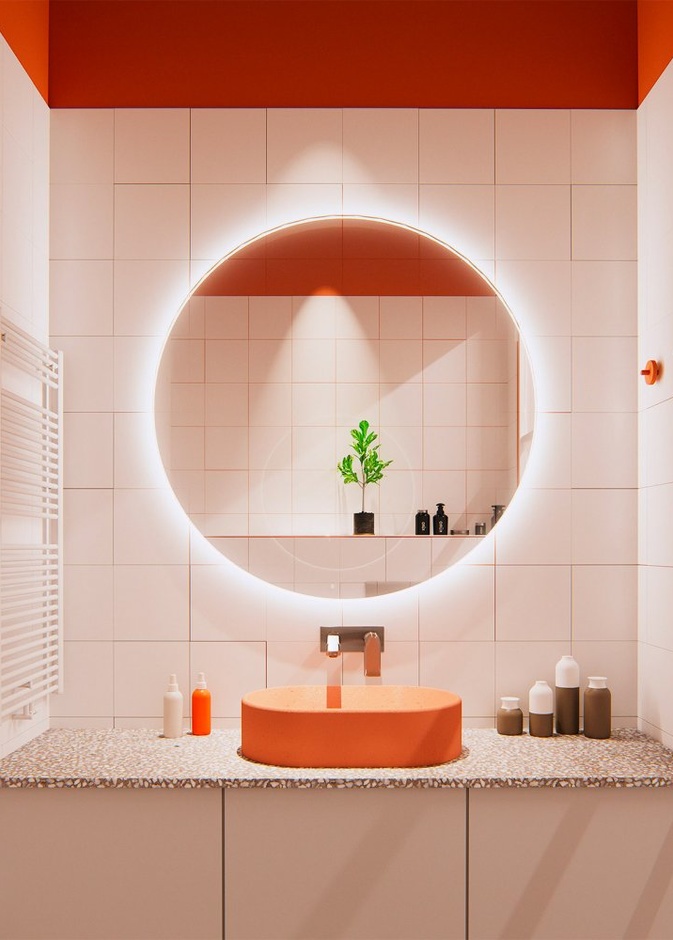  البرتقالي في ديكور الحمام العصري