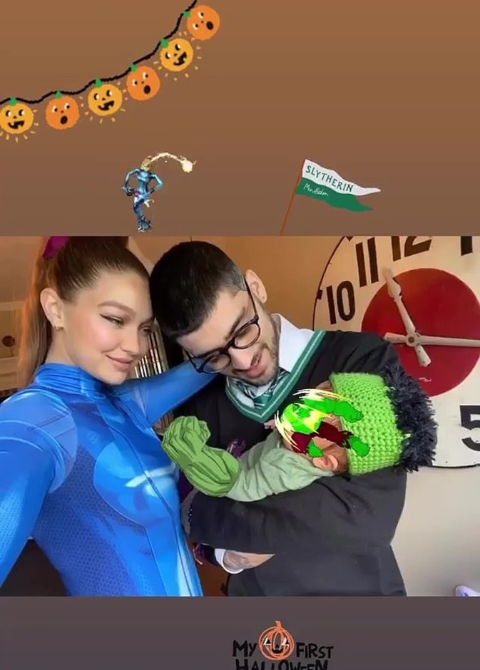 جيجي حديد و زين مالك وطفلهما