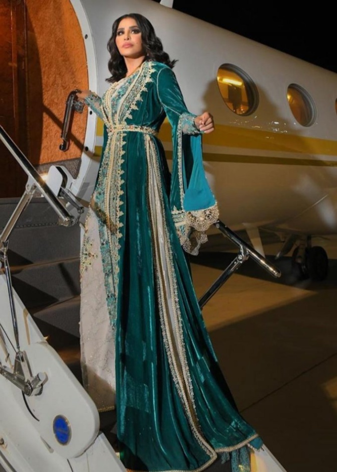  قفطان باللون الاخضر من احلام