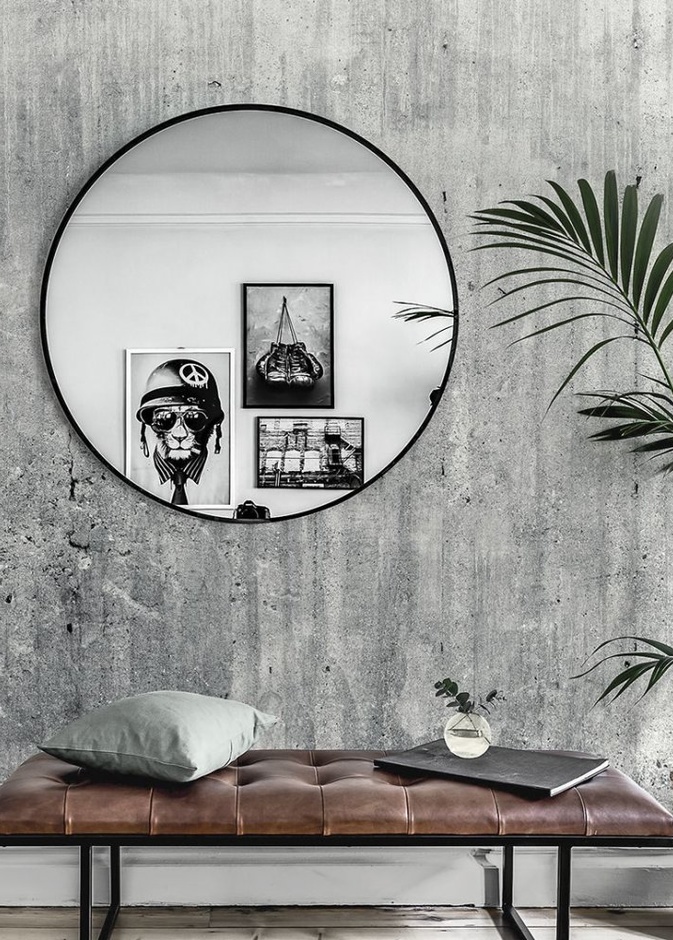 الجدار من الخرسانة الصرفة لديكور مدخل المنزل