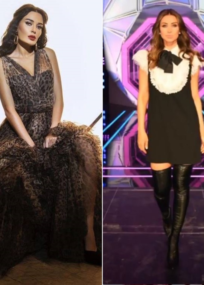 ‎صور اطلالة سيرين عبد النور بالفستان الطويل وأنابيلا هلال بالفستان القصير من تفضلين