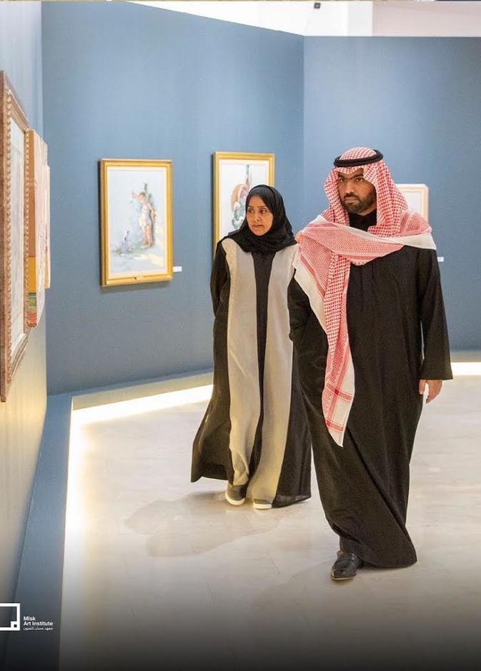  حضورالأمير بدر بن عبدالله بن فرحان معرض لمعهد مسك للفنون 