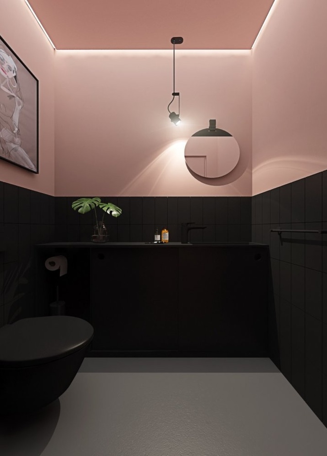  ديكور حمام مو،درن بالزهري والأسود