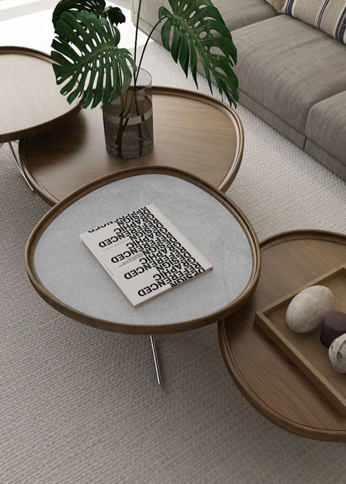  أناقة الخشب وجمال التصميم المودرن لطاولة غرف معيشة عصرية