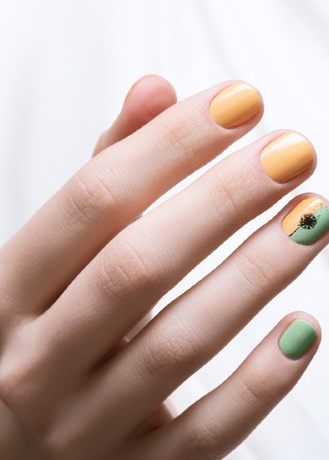  رسومات اظافر عصرية باللون الاصفر لربيع وصيف 2021
