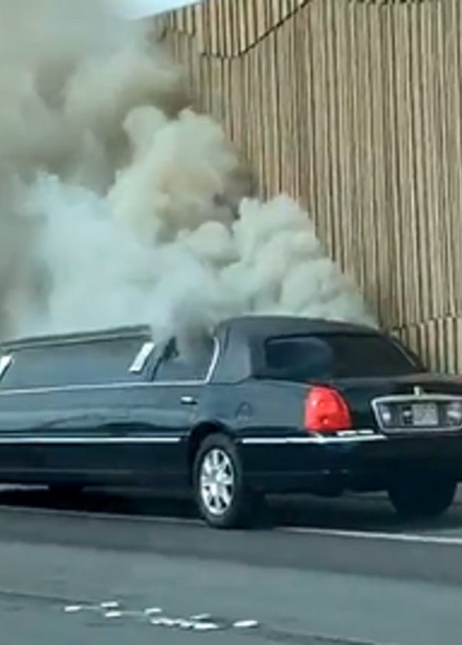  ليموزين يحترق يقل عروس وصديقاتها إلى حفل الزفاف