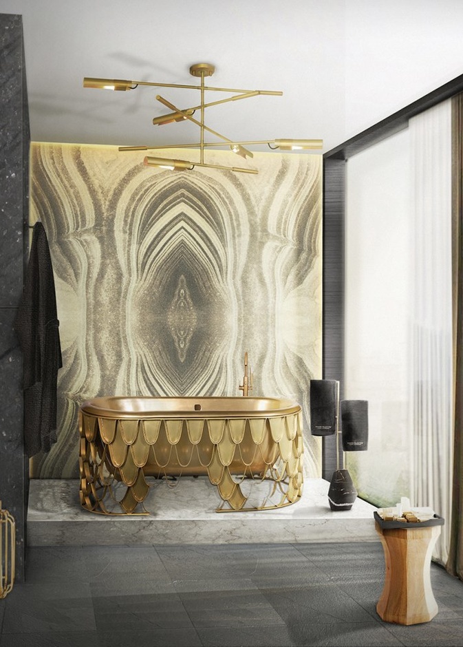 الذهبي في ديكورات حمامات فخمة