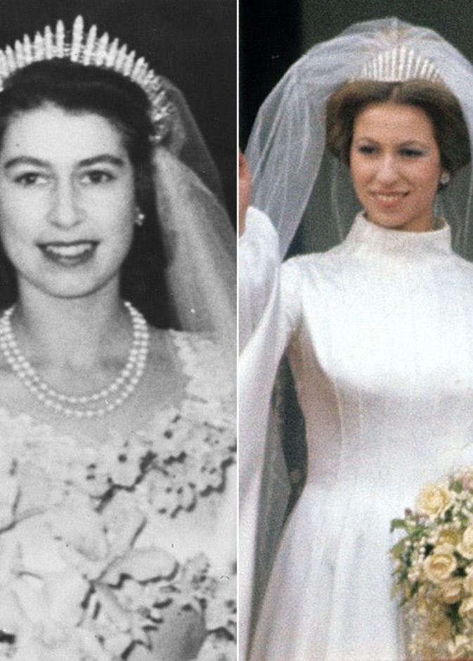 الملكة إليزابيث الثانية والأميرة آن Mary's Fringe Tiara يتألقان بتاج