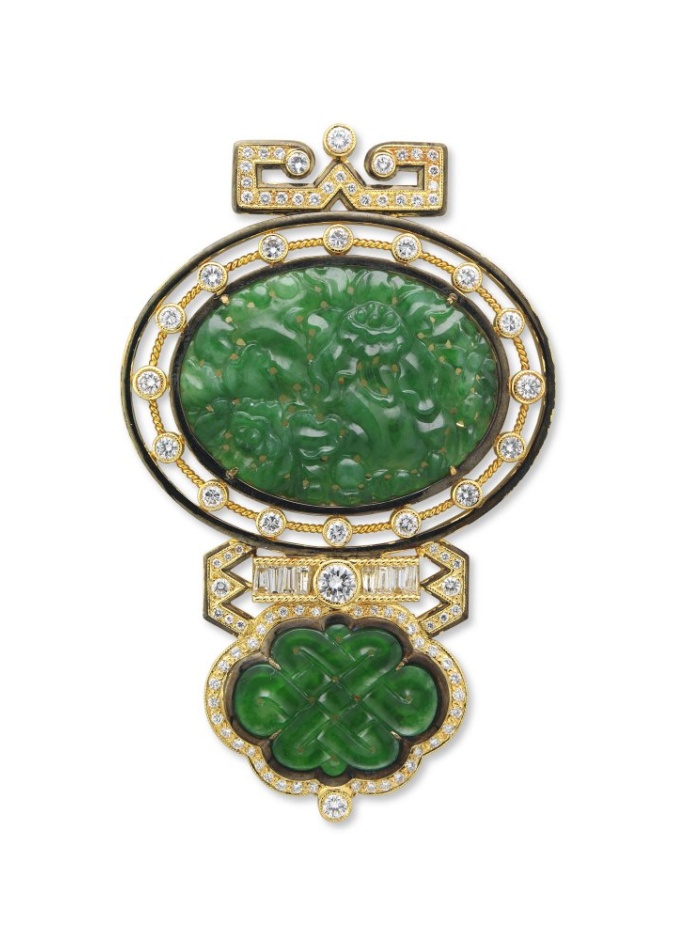  بروش من الذهب الأصفر واليشم