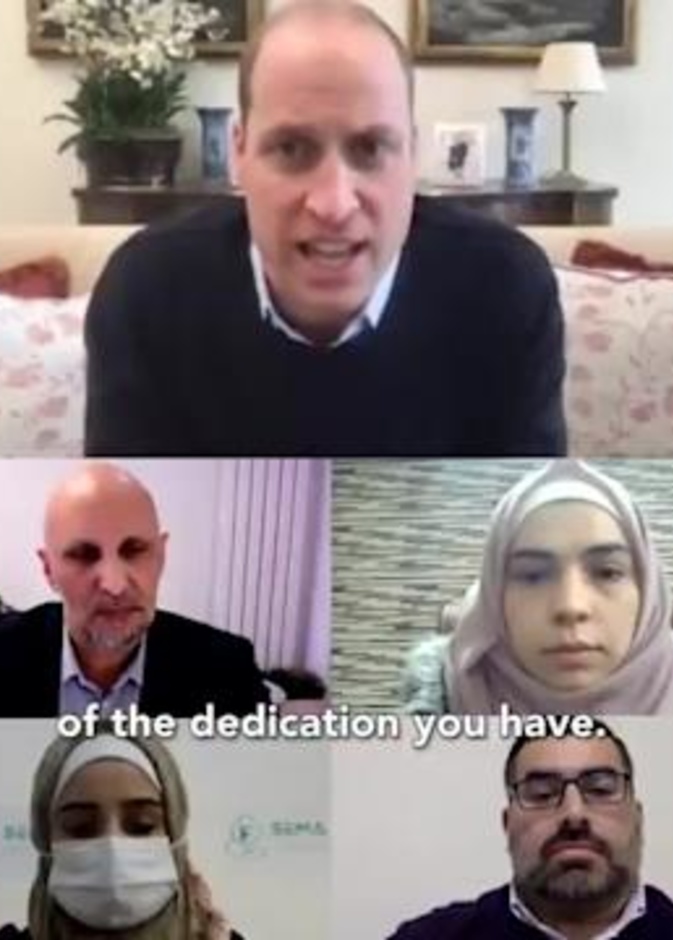 الأمير وليام يتحدث مع موظفي إغاثة سوريين عن عملهم خلال جائحة كورونا