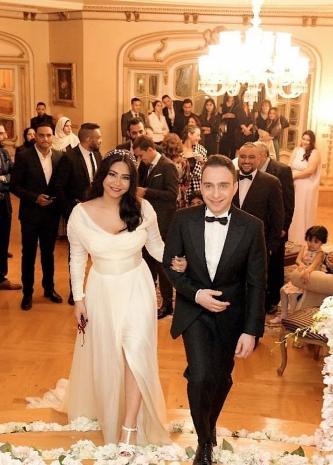 شيرين عبد الوهاب خلال زواجها في ابريل 2018