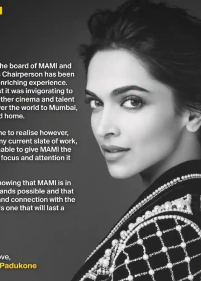 استقالة ديبيكا بادوكون من رئاسة أكاديمية مومباي للأفلام المتحركة