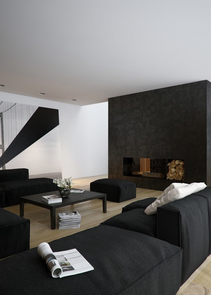 أثاث غرفة معيشة باللون الأسود