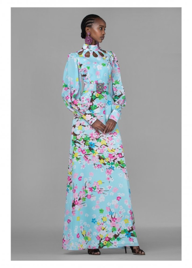  موديلات فساتين طويلة ومطبعة لسهرات رمضان 2021