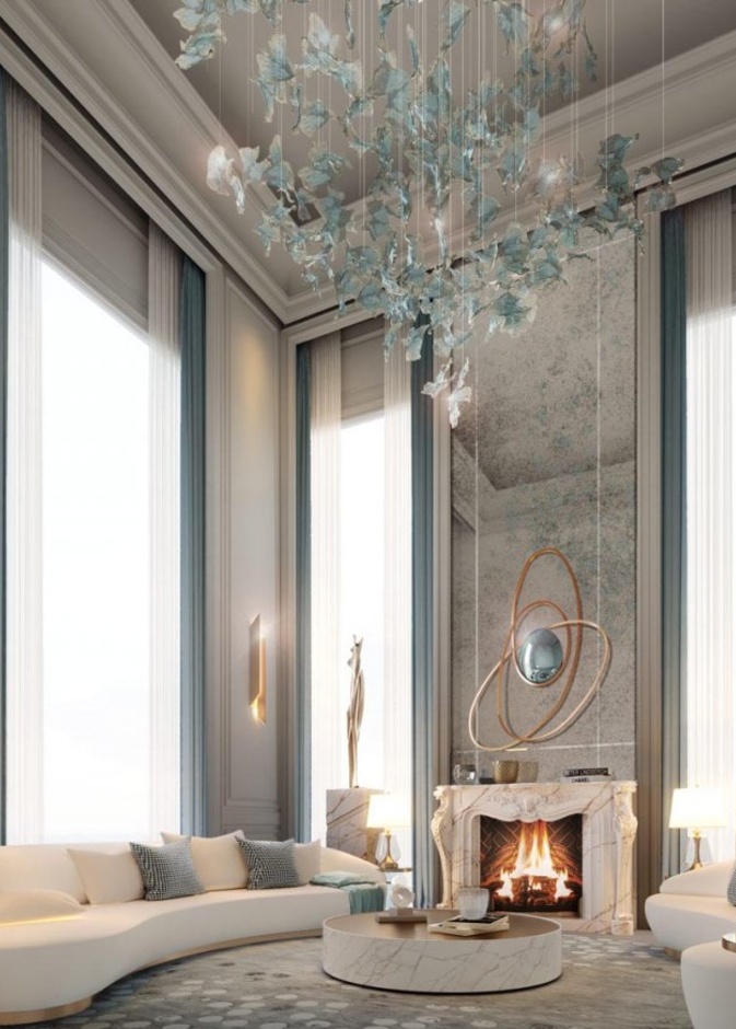  المدفأة تعطي دفء وفخامة على ديكور الجلسات النسائية