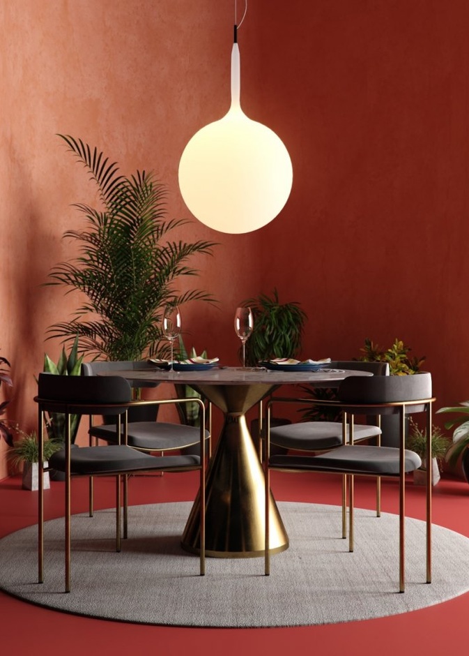  تصميم أثاث غرفة الطعام بألوان الأسود والذهبي