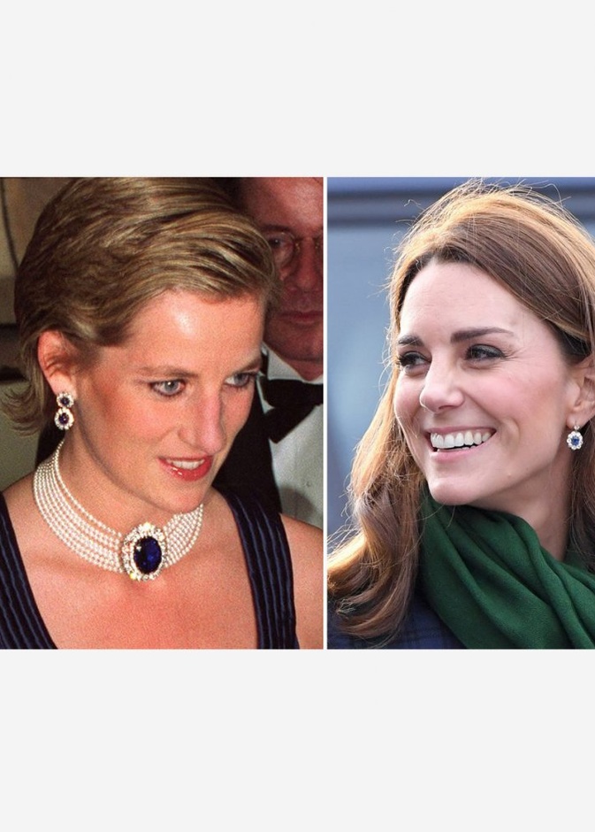 أقراط كيت ميدلتون الماسية من ضمن مجموعة مجوهرات الأميرة ديانا