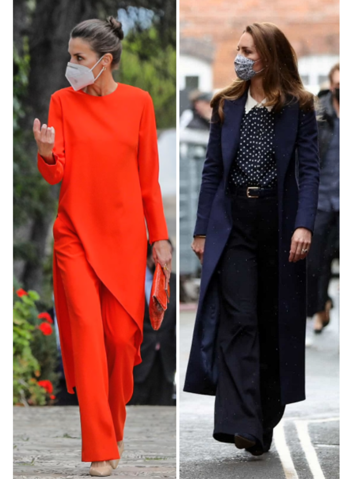 الملكة ليتيزيا ساحرة بالأحمر وكيت ميدلتون بالكحلي