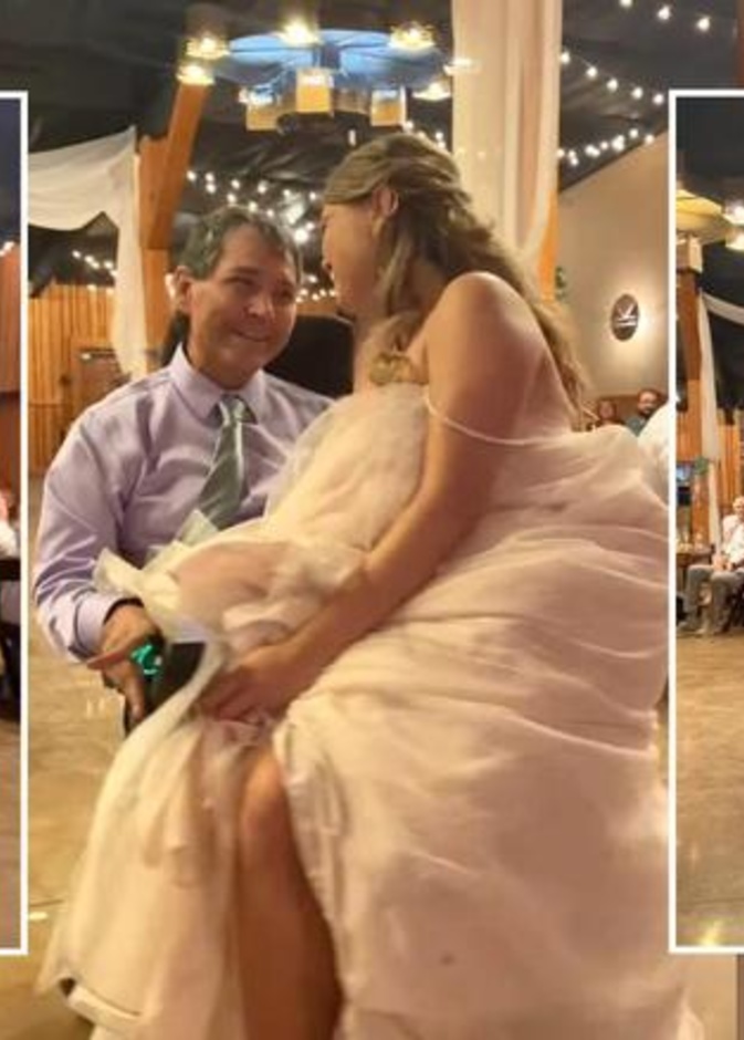 والد العروس يحمل ابنته على كرسيه المتحرك