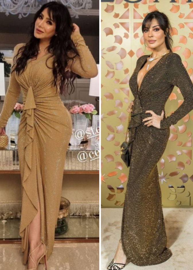 صور اطلالة نادين نجيم ولجين عمران بالفستان نفسه من بدت أجمل؟