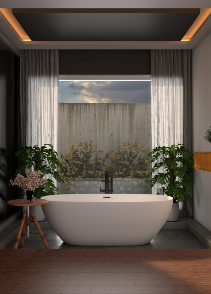 أحواض النباتات تزين حمام عصري 2021