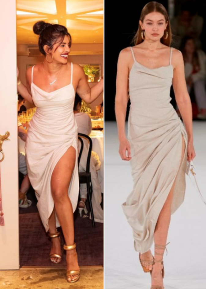 صور اطلالة بريانكا شوبرا وجيجي حديد بالفستان نفسه هل قلدتها أم تفوّقت عليها؟