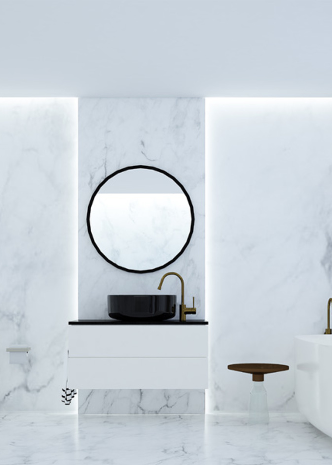  الرخام الأبيض الفاخر لديكور حمام رائع