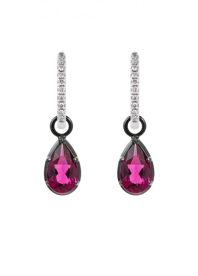 Rubellite drop earrings by Jacqui Larsson