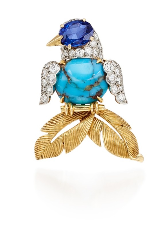  بروش كلاسيكي من كارتييه من الذهب والفيروز والماس