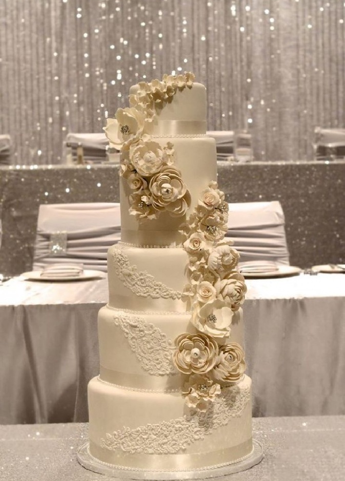 الزينة الأجمل لقالب حلوى الزفاف 