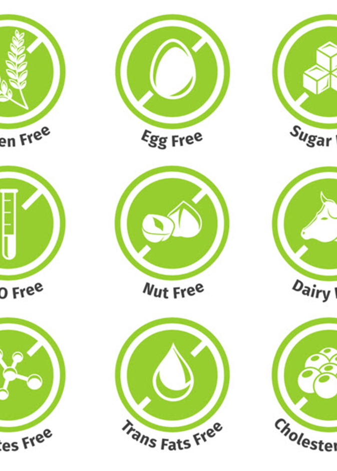 بعض ملصقات المنتجات الغذائية الخاصة بالريجيم