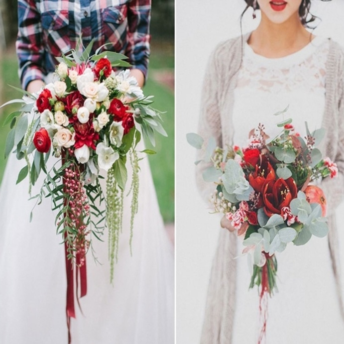 باقات زهور العروس المستوحاة من احتفالات أعياد الميلاد