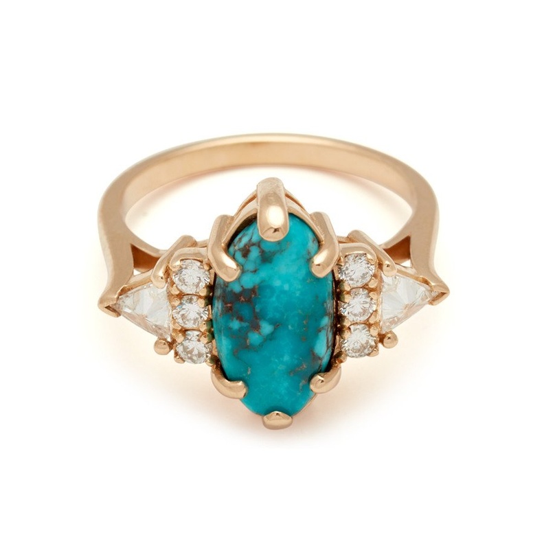 خاتم ديور من الذهب الأصفر والفيروز