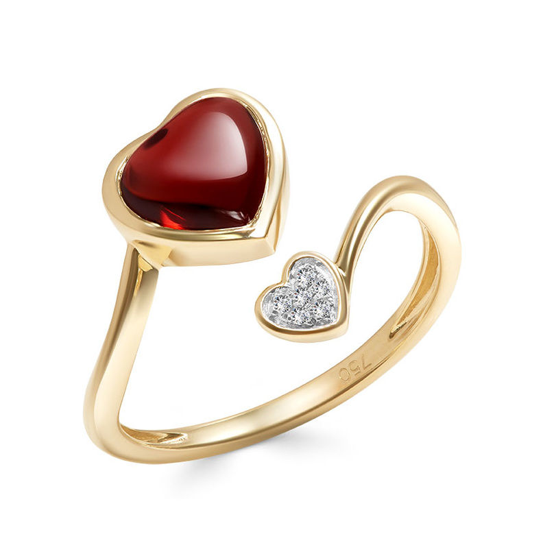 خاتم القلوب مشتعلةHearts on Fire ring & pendant بالحجر العقيق الأحمر